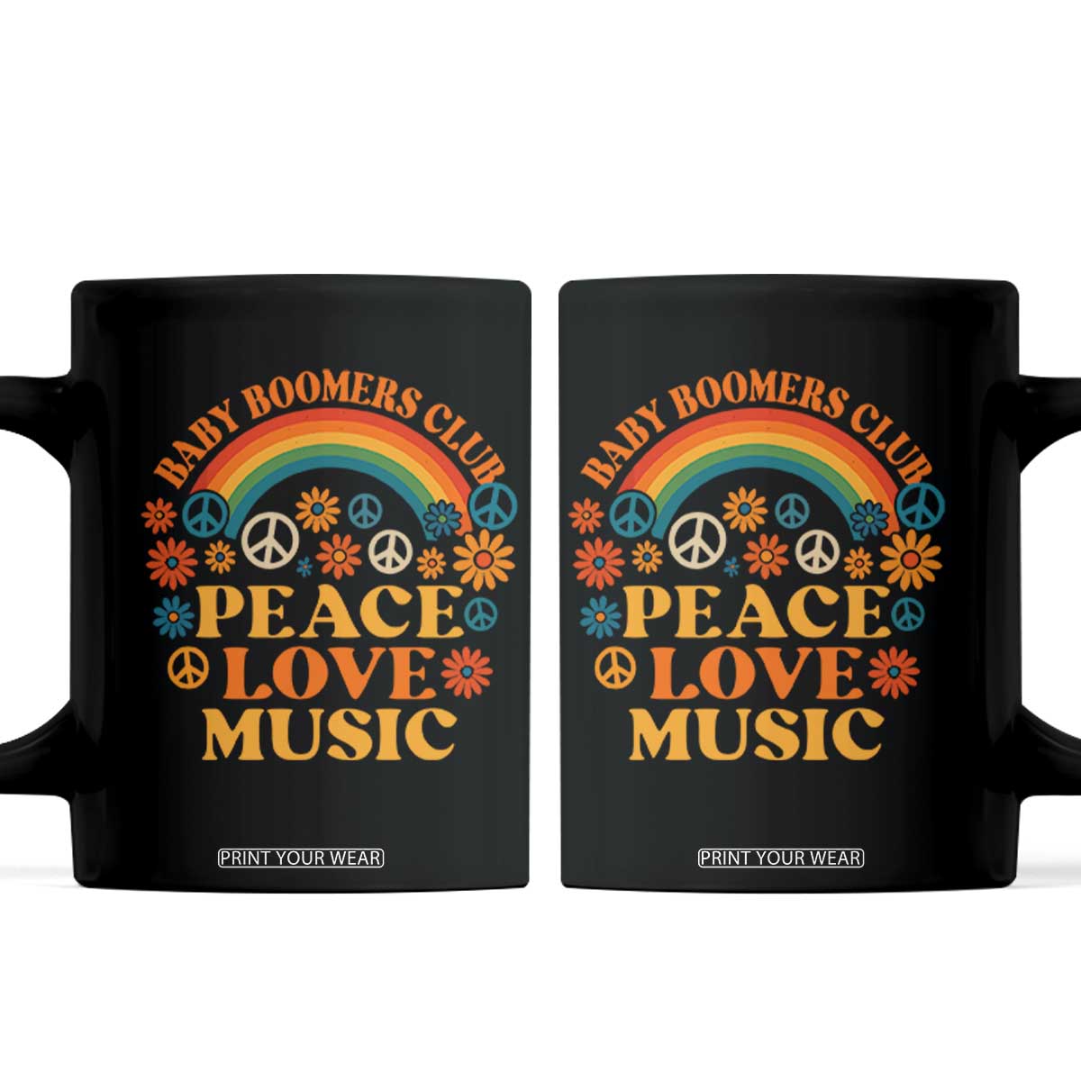 Baby Boomers Generation Coffee Mug Peace Love Music 60s Hippe TS10 Black Print Your Wear