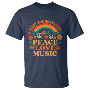 Baby Boomers Generation T Shirt Peace Love Music 60s Hippe TS10 Navy Print Your Wear