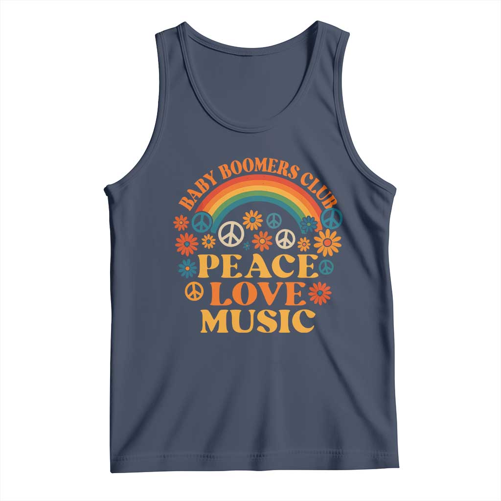 Baby Boomers Generation Tank Top Peace Love Music 60s Hippe TS10 Navy Print Your Wear