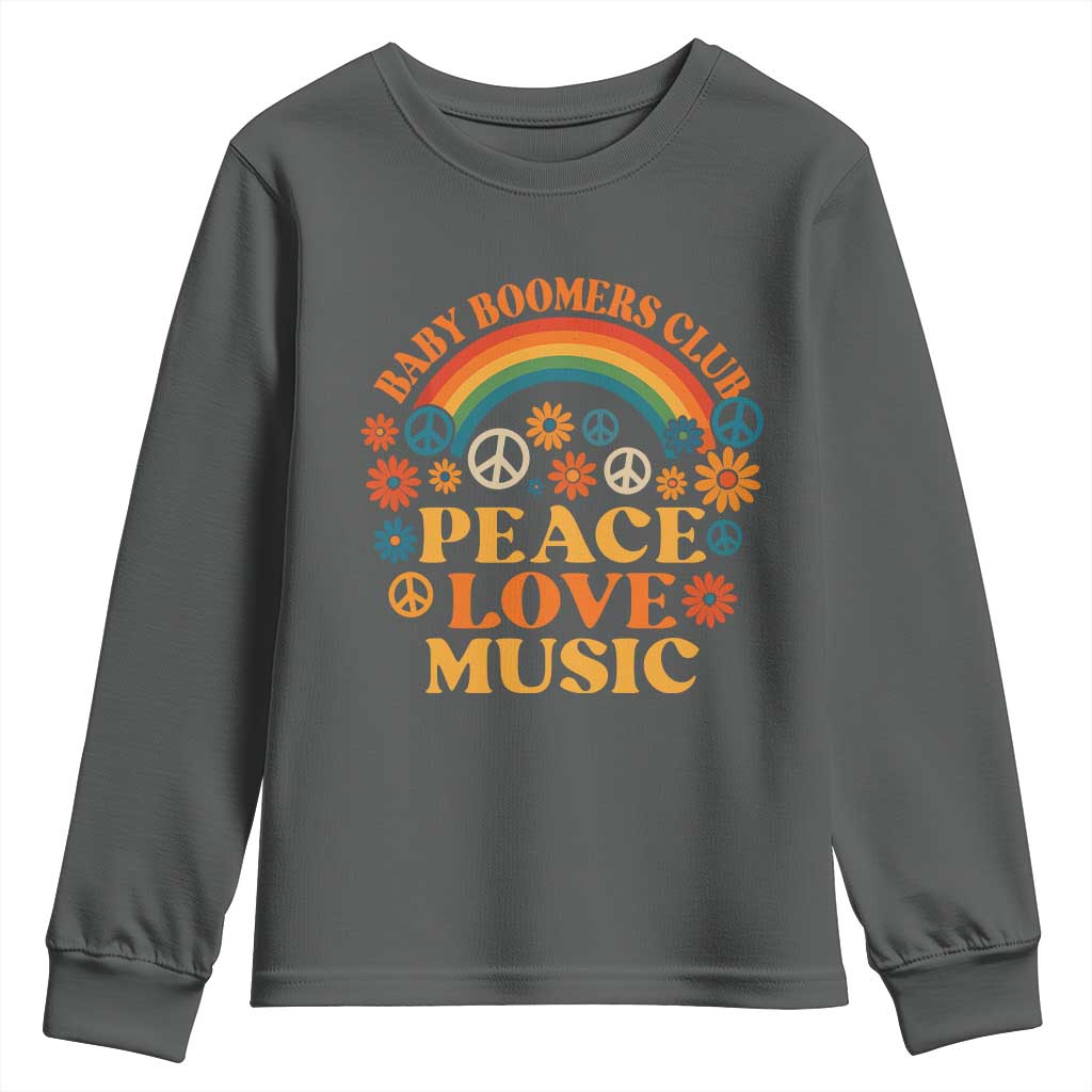 Baby Boomers Generation Youth Sweatshirt Peace Love Music 60s Hippe TS10 Dark Heather Print Your Wear