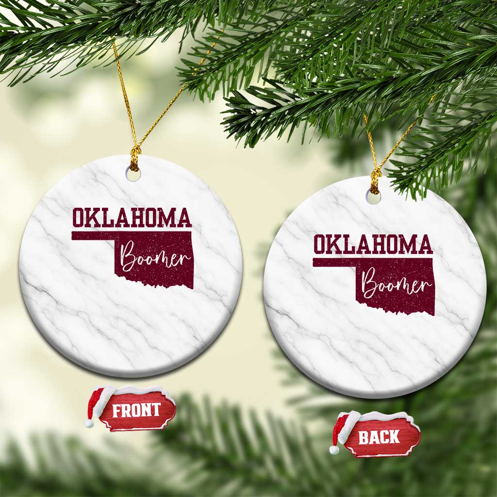 Oklahoma Boomer Ceramic Ornament TS10 1pc White Marble Print Your Wear