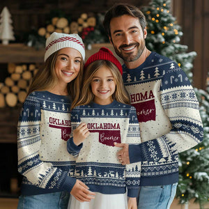 Oklahoma Boomer Ugly Christmas Sweater TS10 Beige Navy Print Your Wear