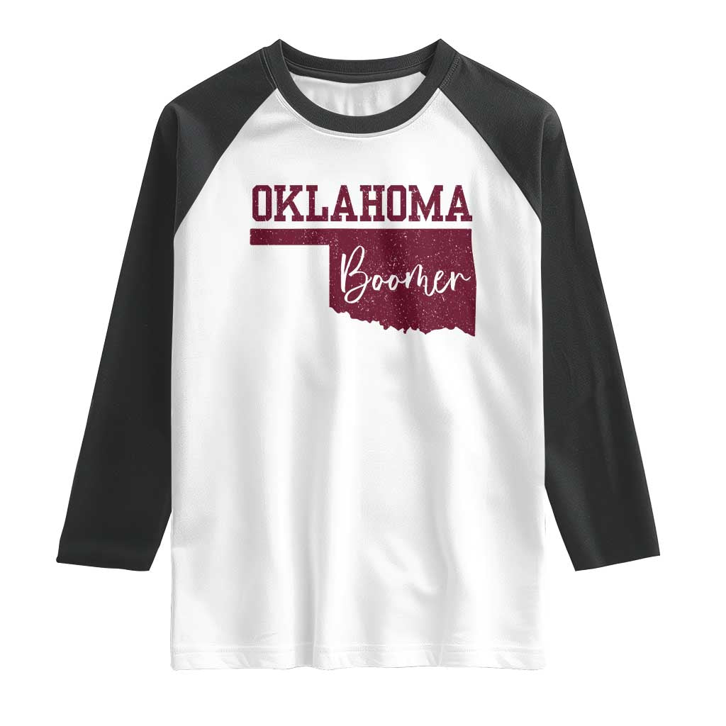Oklahoma Boomer Raglan Shirt TS10 White Black Print Your Wear