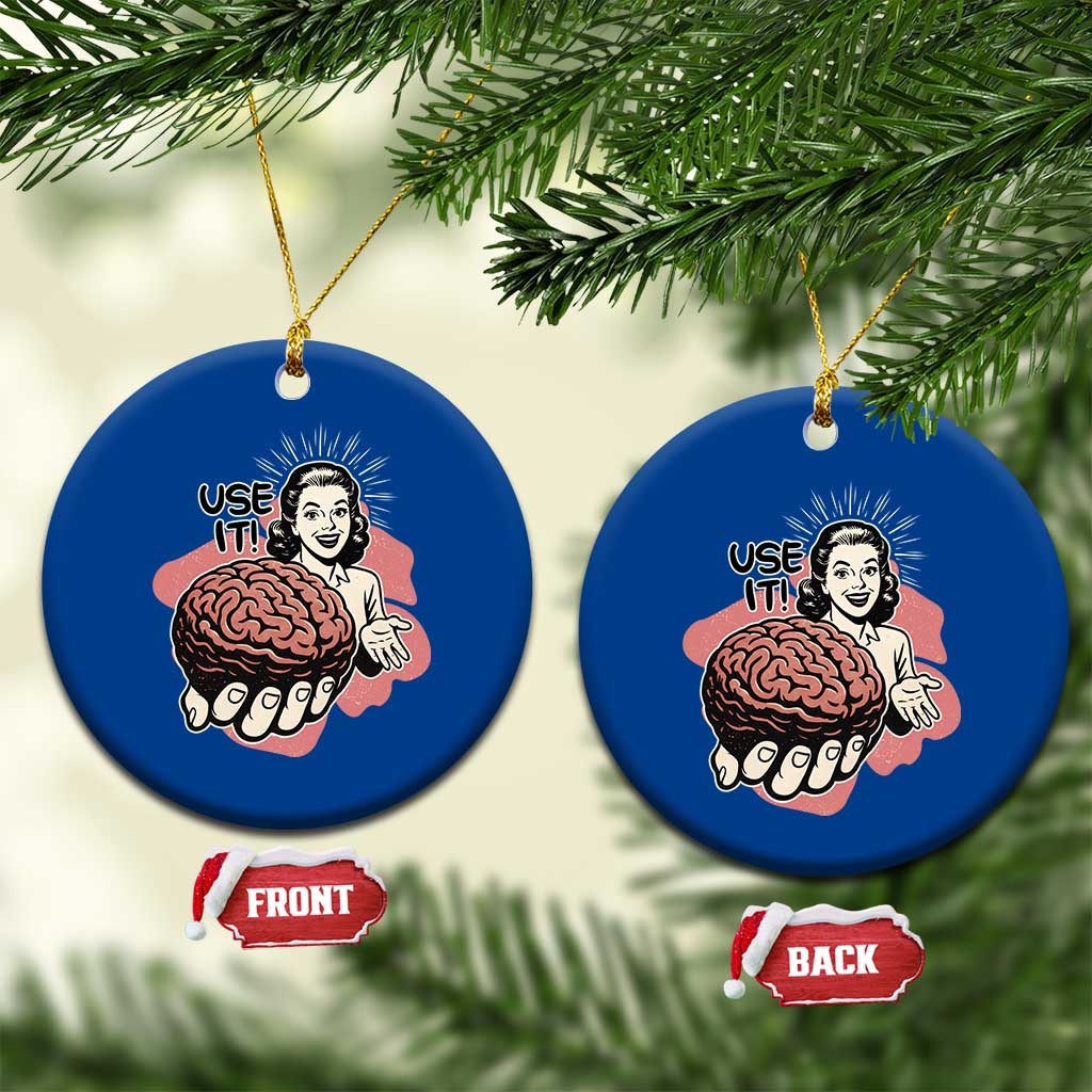 Sarcastic Vintage Ceramic Ornament Funny Retro 50s Use Your Brain Aesthetic TS10 1pc Blue Print Your Wear