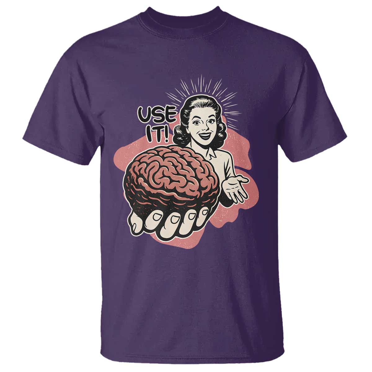 Sarcastic Vintage T Shirt Funny Retro 50s Use Your Brain Aesthetic TS10 Purple Print Your Wear