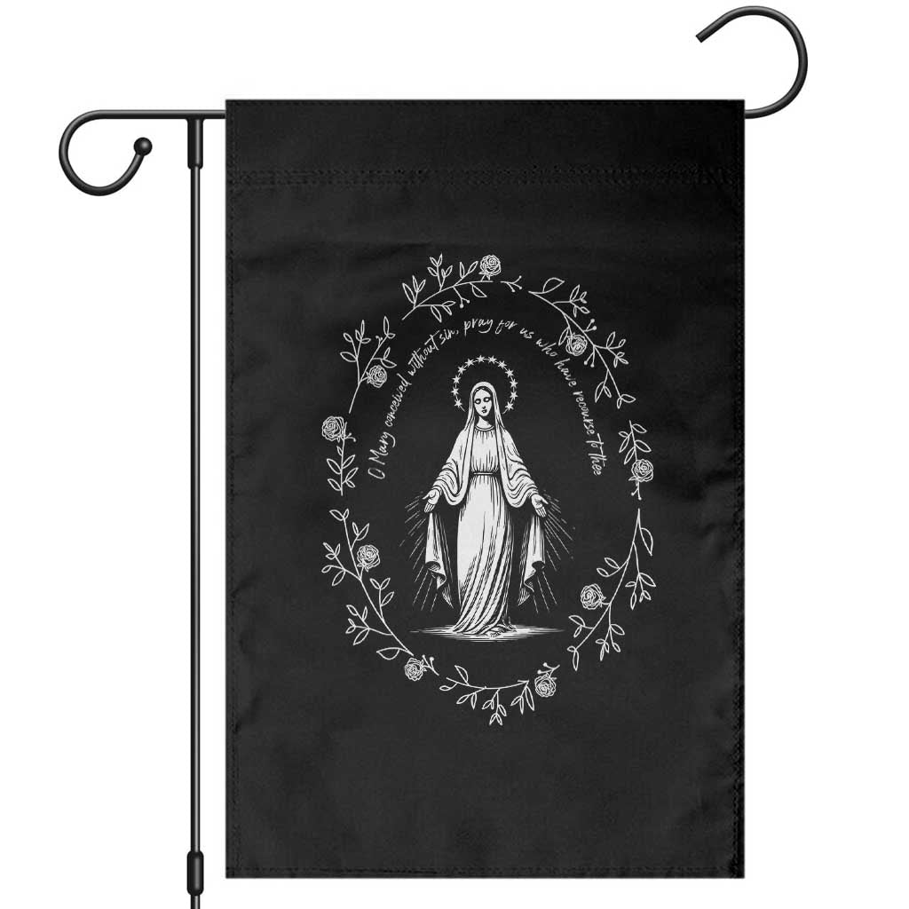Marian Catholic Garden Flag Virgin Mary Floral Women Religious Catholic Gift TS10 Black Print Your Wear