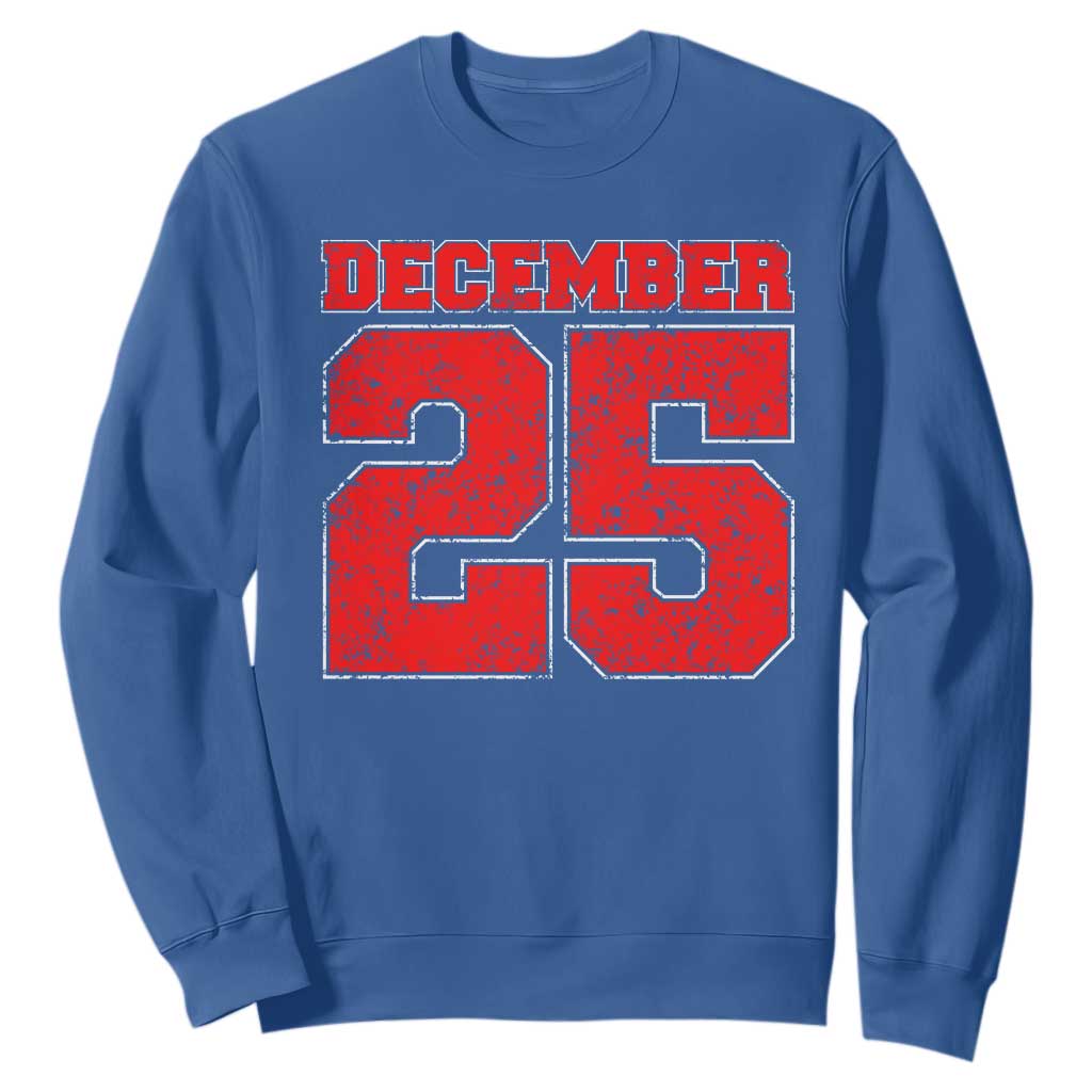 Retro December 25 Christmas Sweatshirt Vintage Holiday TS10 Royal Blue Print Your Wear