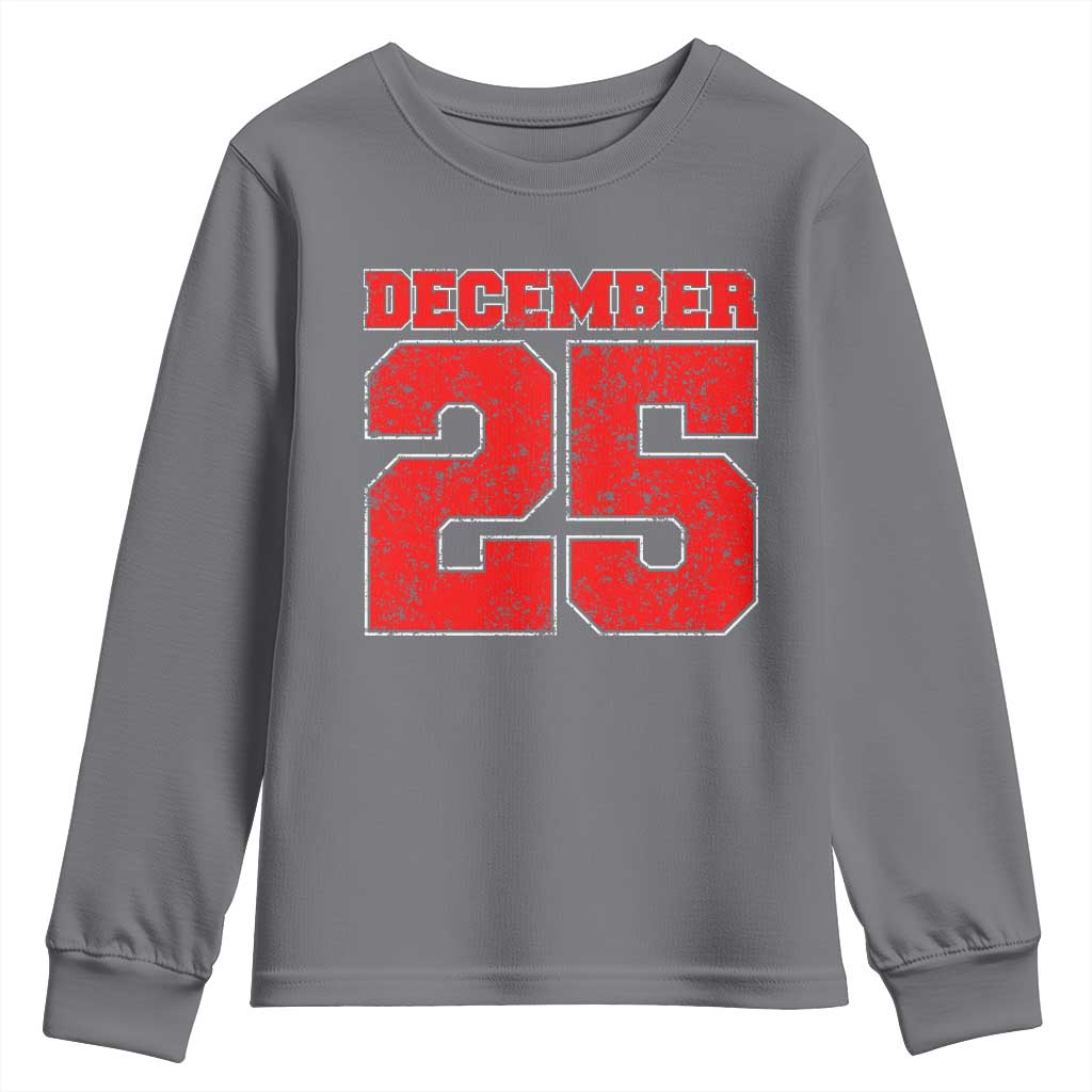 Retro December 25 Christmas Youth Sweatshirt Vintage Holiday TS10 Charcoal Print Your Wear