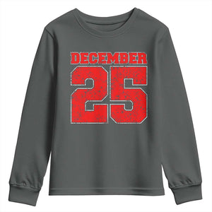 Retro December 25 Christmas Youth Sweatshirt Vintage Holiday TS10 Dark Heather Print Your Wear