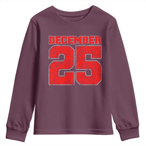 Retro December 25 Christmas Youth Sweatshirt Vintage Holiday TS10 Maroon Print Your Wear
