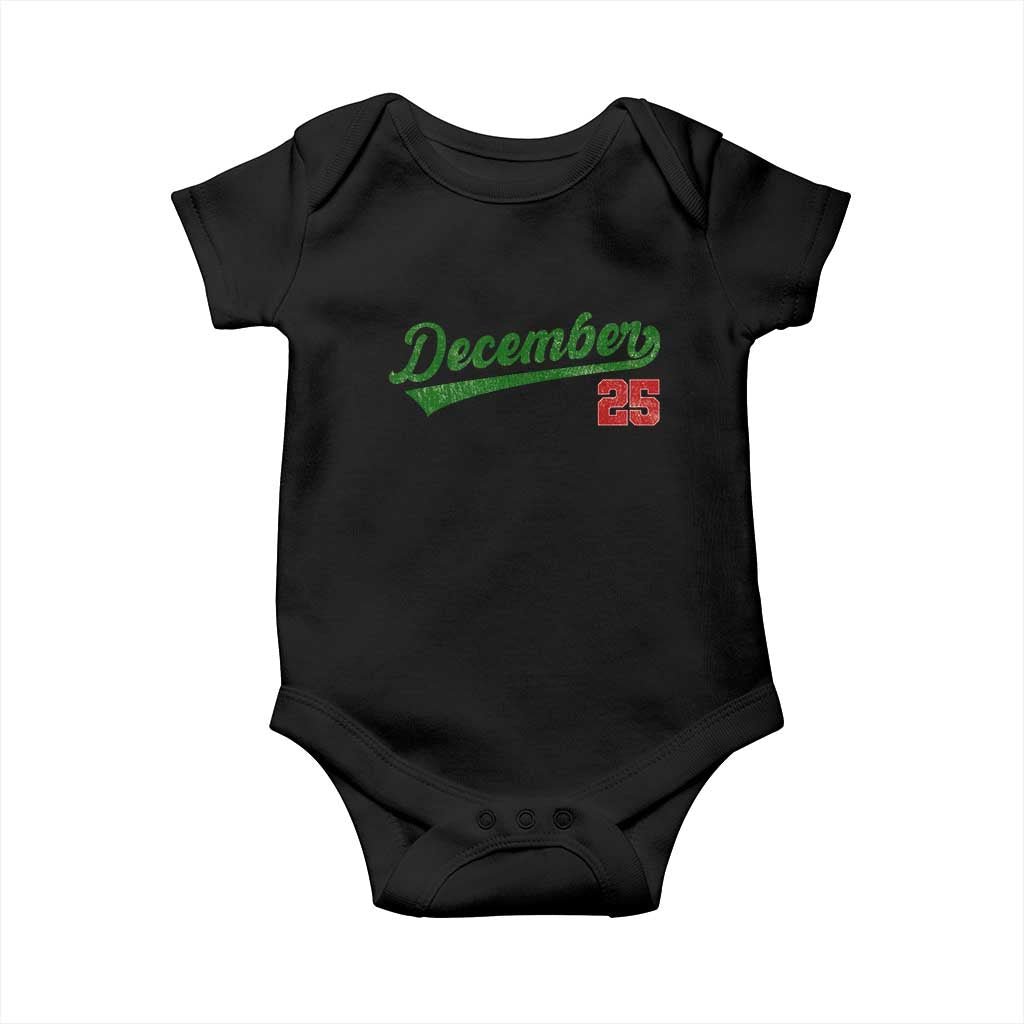 Retro Christmas December 25 Baby Onesie Retro Vintage Script Holiday Trip TS10 Black Print Your Wear