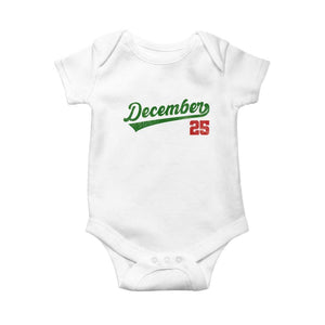 Retro Christmas December 25 Baby Onesie Retro Vintage Script Holiday Trip TS10 White Print Your Wear