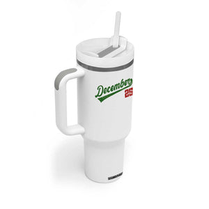 Retro Christmas December 25 Tumbler With Handle Retro Vintage Script Holiday Trip TS10 Print Your Wear
