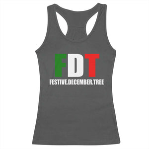 Subtle FDT Christmas Racerback Tank Top Hidden Message Funny Festive December Tree TS10 Dark Heather Print Your Wear