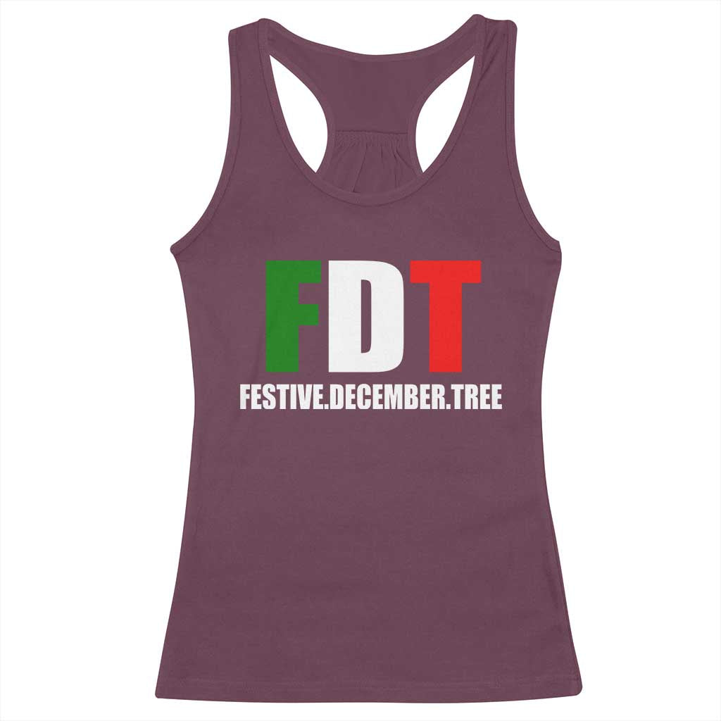 Subtle FDT Christmas Racerback Tank Top Hidden Message Funny Festive December Tree TS10 Maroon Print Your Wear