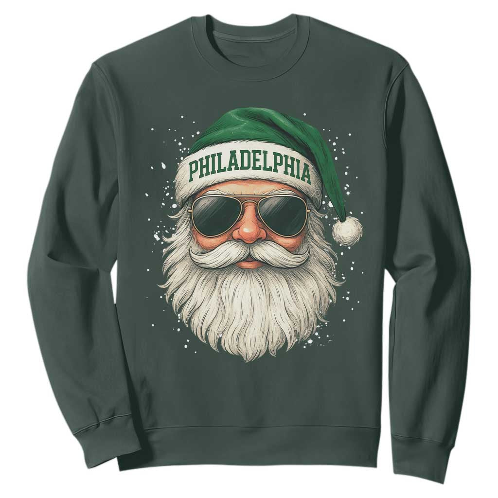 Christmas PFE Sweatshirt Funny Retro Santa Philly Lovers TS10 Dark Forest Green Print Your Wear