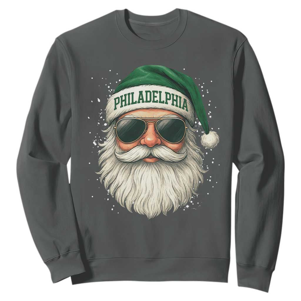 Christmas PFE Sweatshirt Funny Retro Santa Philly Lovers TS10 Dark Heather Print Your Wear