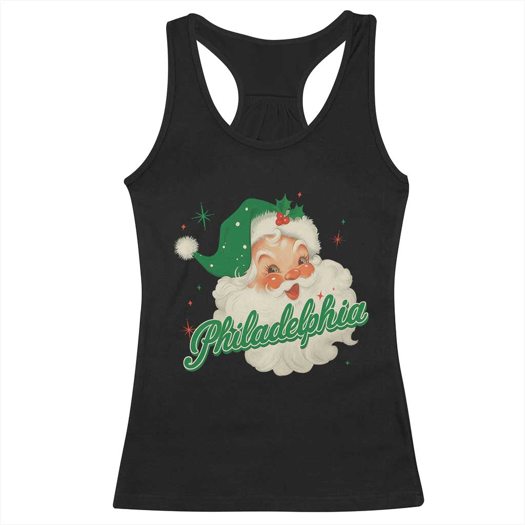 Christmas Philly Lover Racerback Tank Top Vintage Santa EF Football Fan TS10 Black Print Your Wear