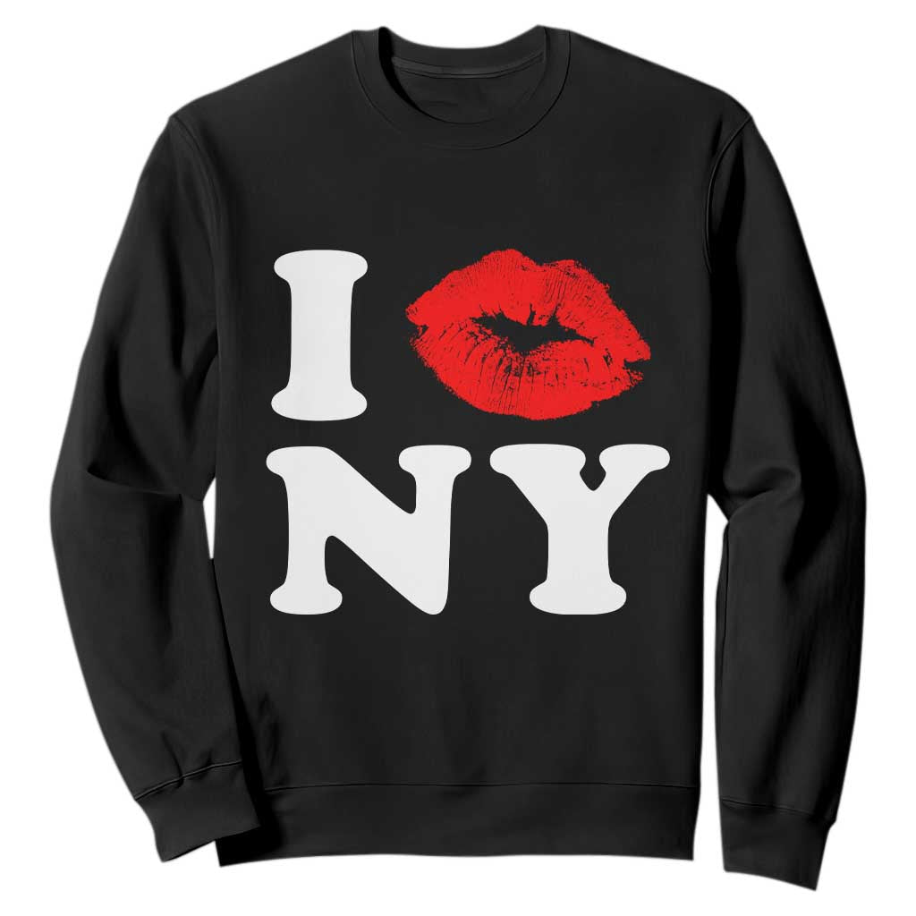 I Love NY Sweatshirt Sexy Lips Red Lipstick Kiss New York Lover Travel Gift TS10 Black Print Your Wear