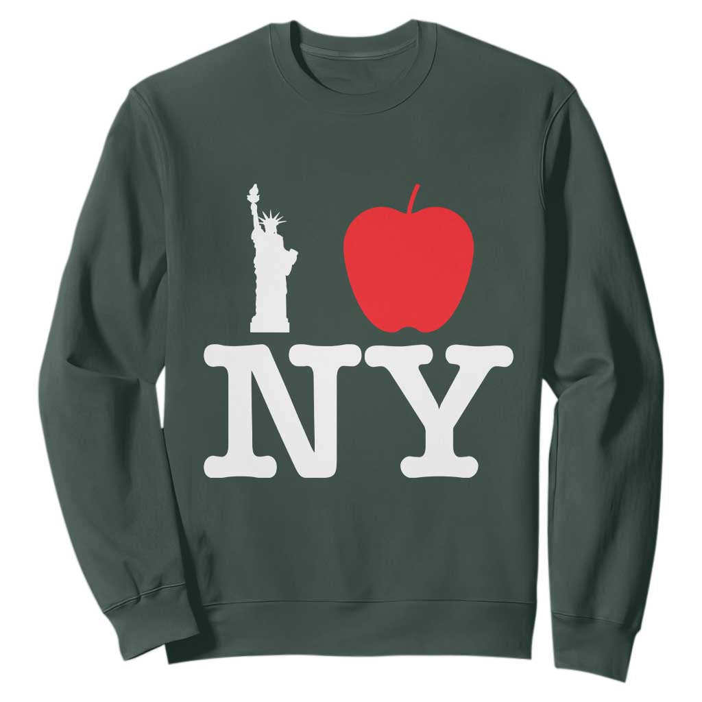 I Love NY Sweatshirt New York Lover Travel Gift TS10 Dark Forest Green Print Your Wear
