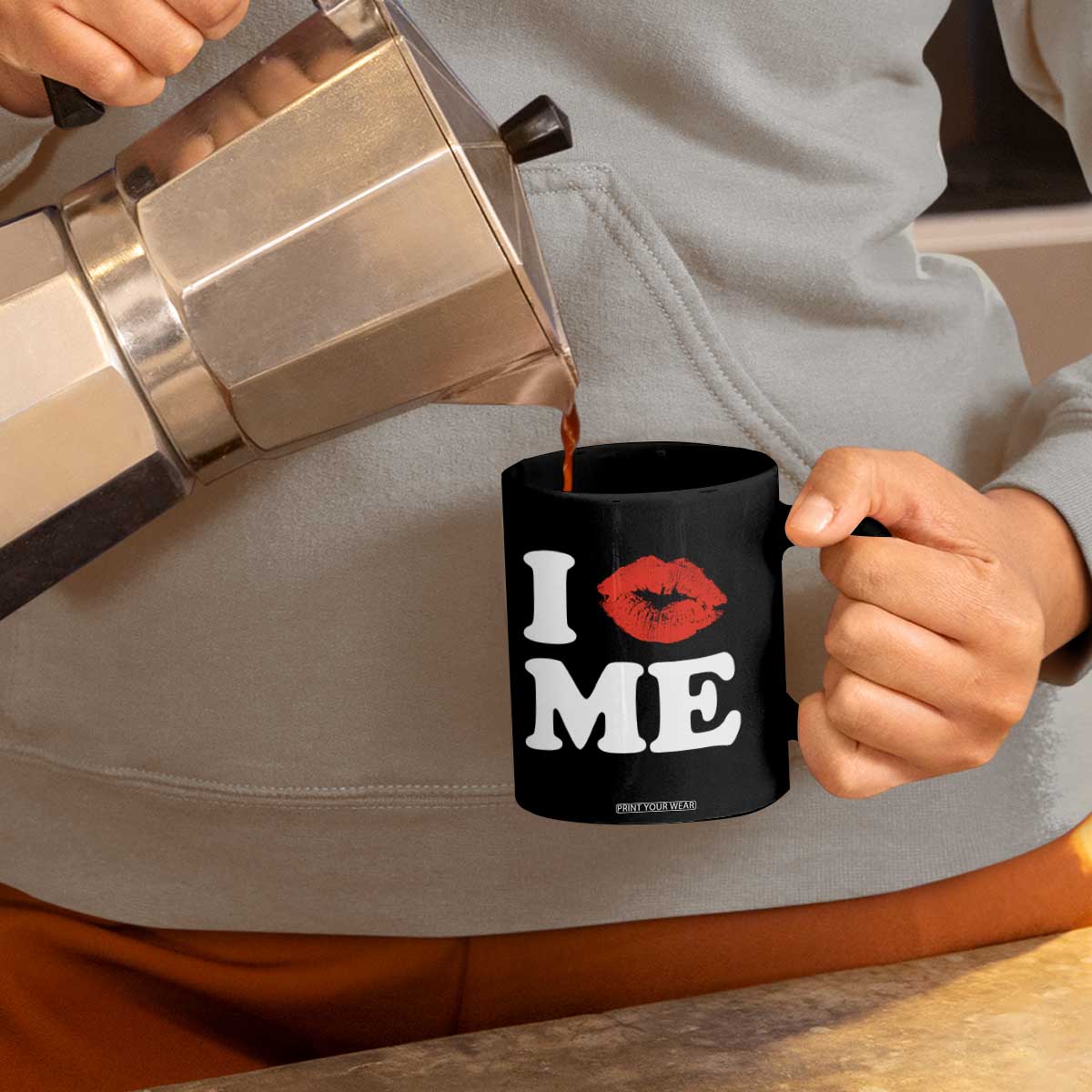 I Love ME Coffee Mug Sexy Lips Red Lipstick Kiss Self Love TS10 Print Your Wear