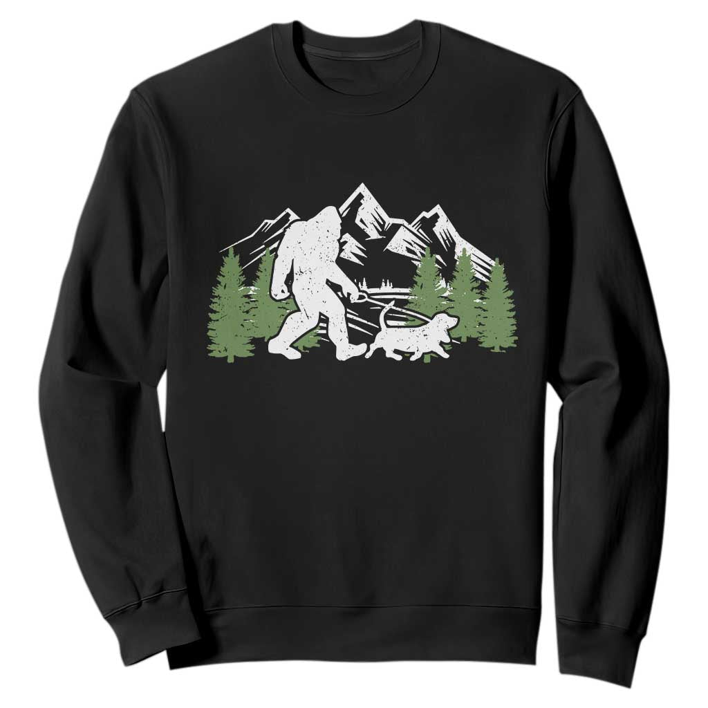 Bigfoot Walking Dachshund Sweatshirt Funny Wiener Dog Gift Sasquatch TS10 Black Print Your Wear