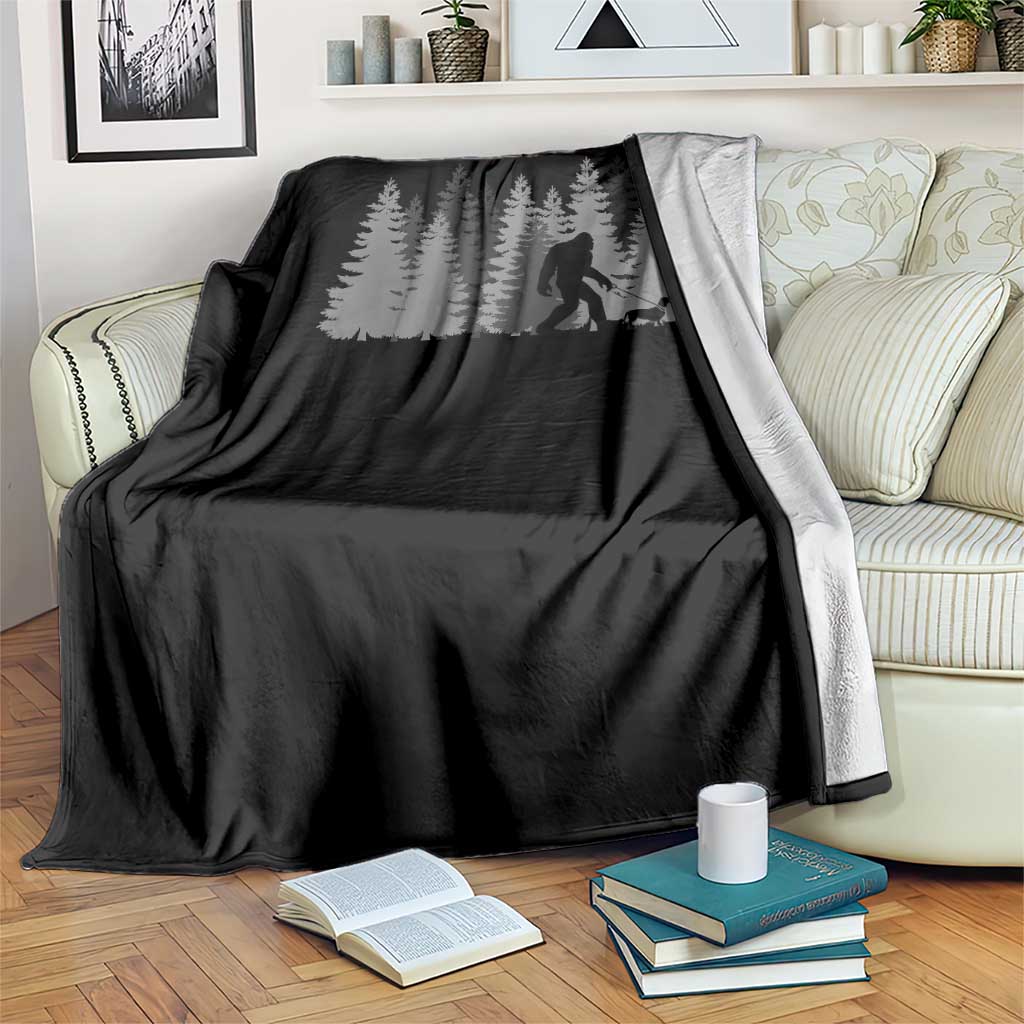Bigfoot Walking Dachshund Throw Blanket Funny Wiener Dog Gift Forest Sasquatch Yeti TS10 Print Your Wear