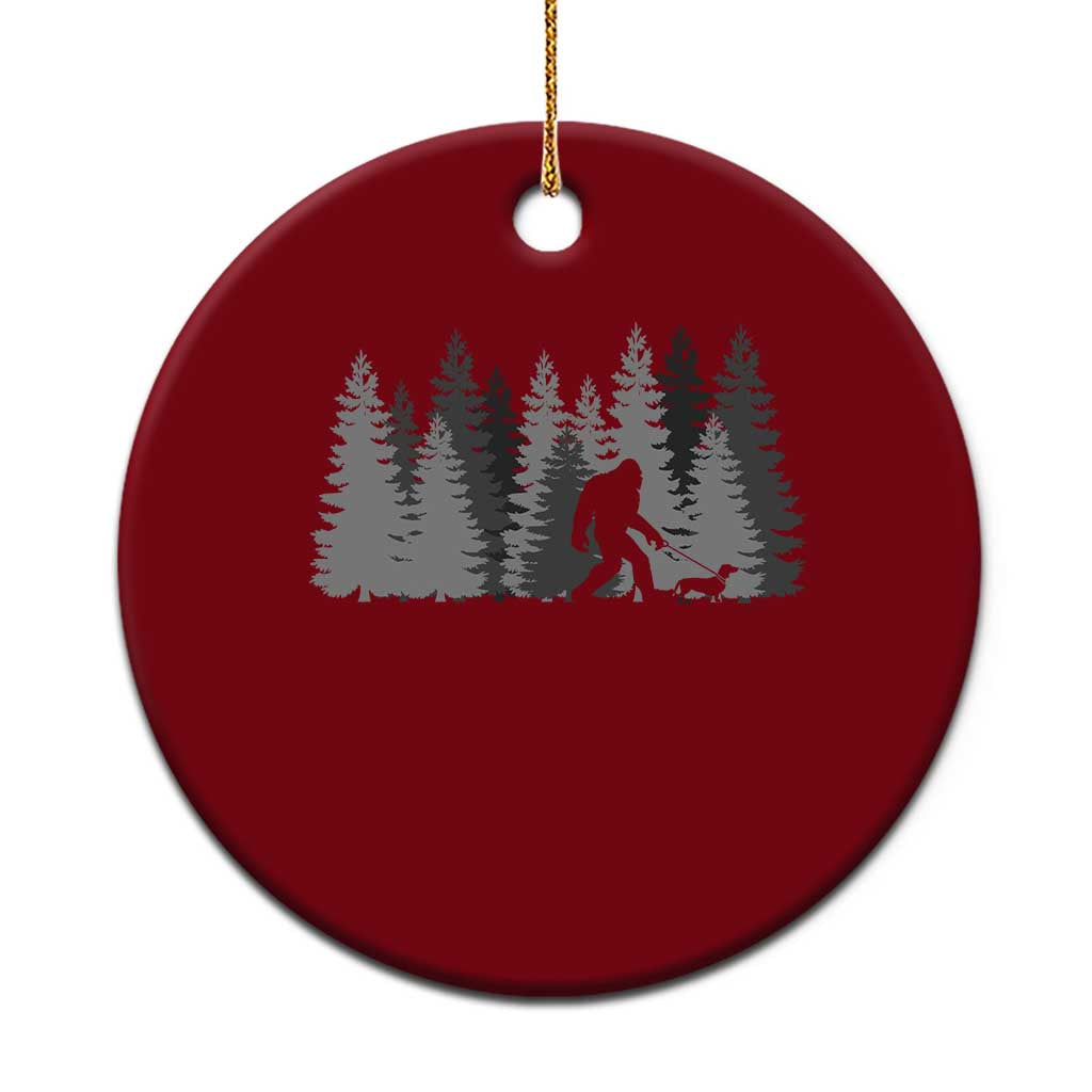 Bigfoot Walking Dachshund Ceramic Ornament Funny Wiener Dog Gift Forest Sasquatch Yeti TS10 1pc Red Print Your Wear