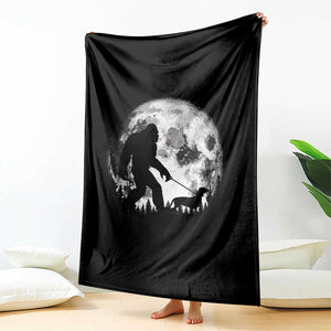 Bigfoot Walking Dachshund Throw Blanket Funny Doxie Wiener Sasquatch Night Stroll Full Moon TS10 Print Your Wear
