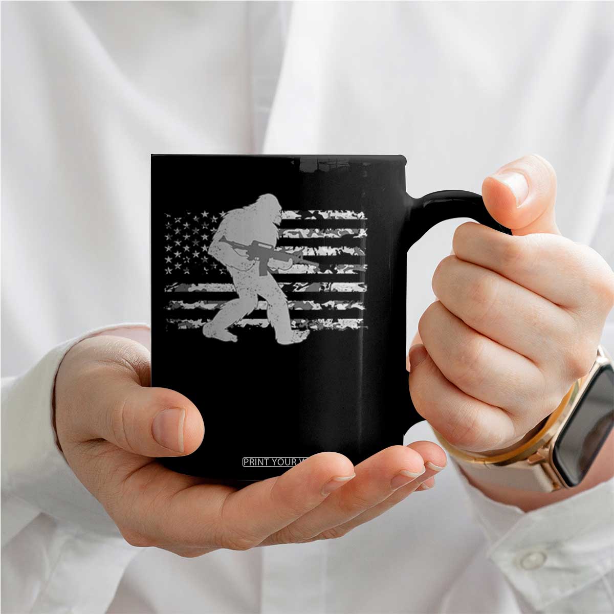 Bigfoot Gun Owner Coffee Mug Camo US American Flag Sasquatch Rifle TS10 Print Your Wear
