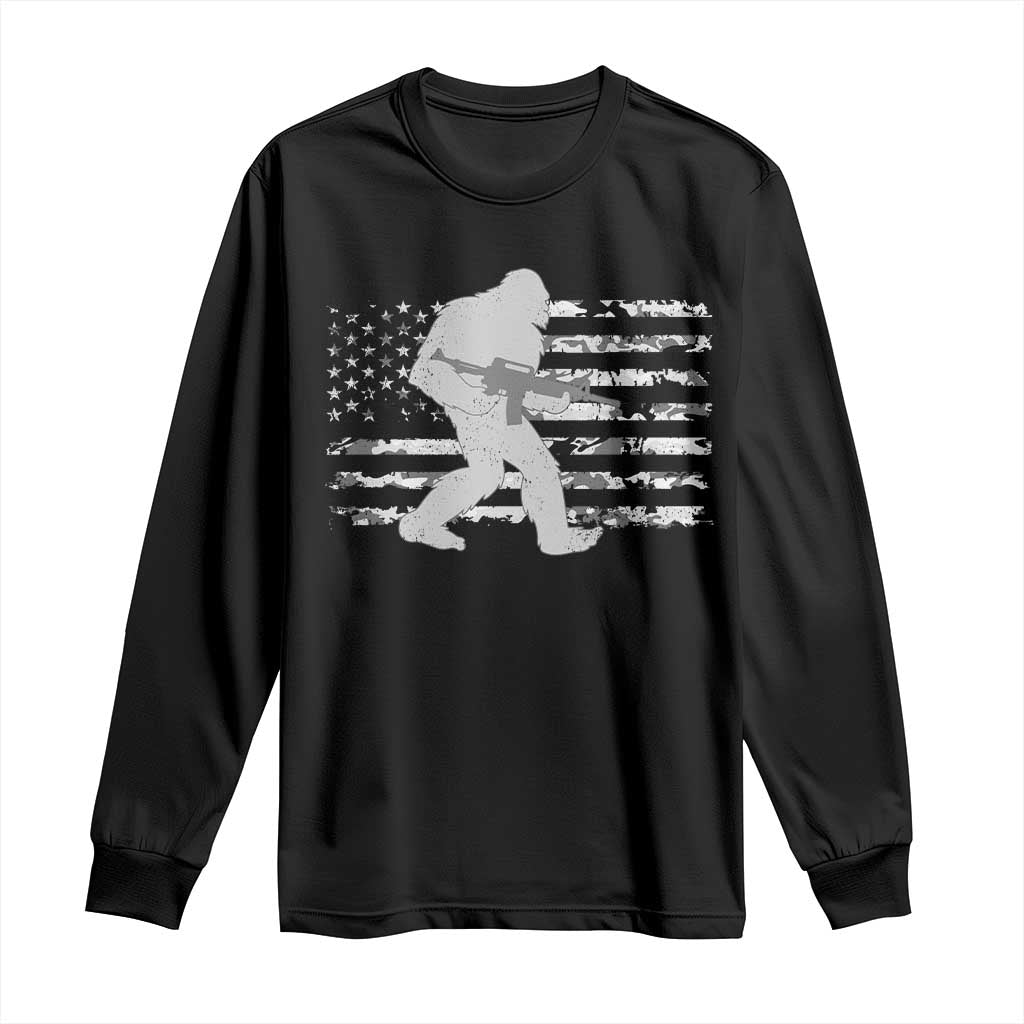 Bigfoot Gun Owner Long Sleeve Shirt Camo US American Flag Sasquatch Rifle TS10 Black Print Your Wear