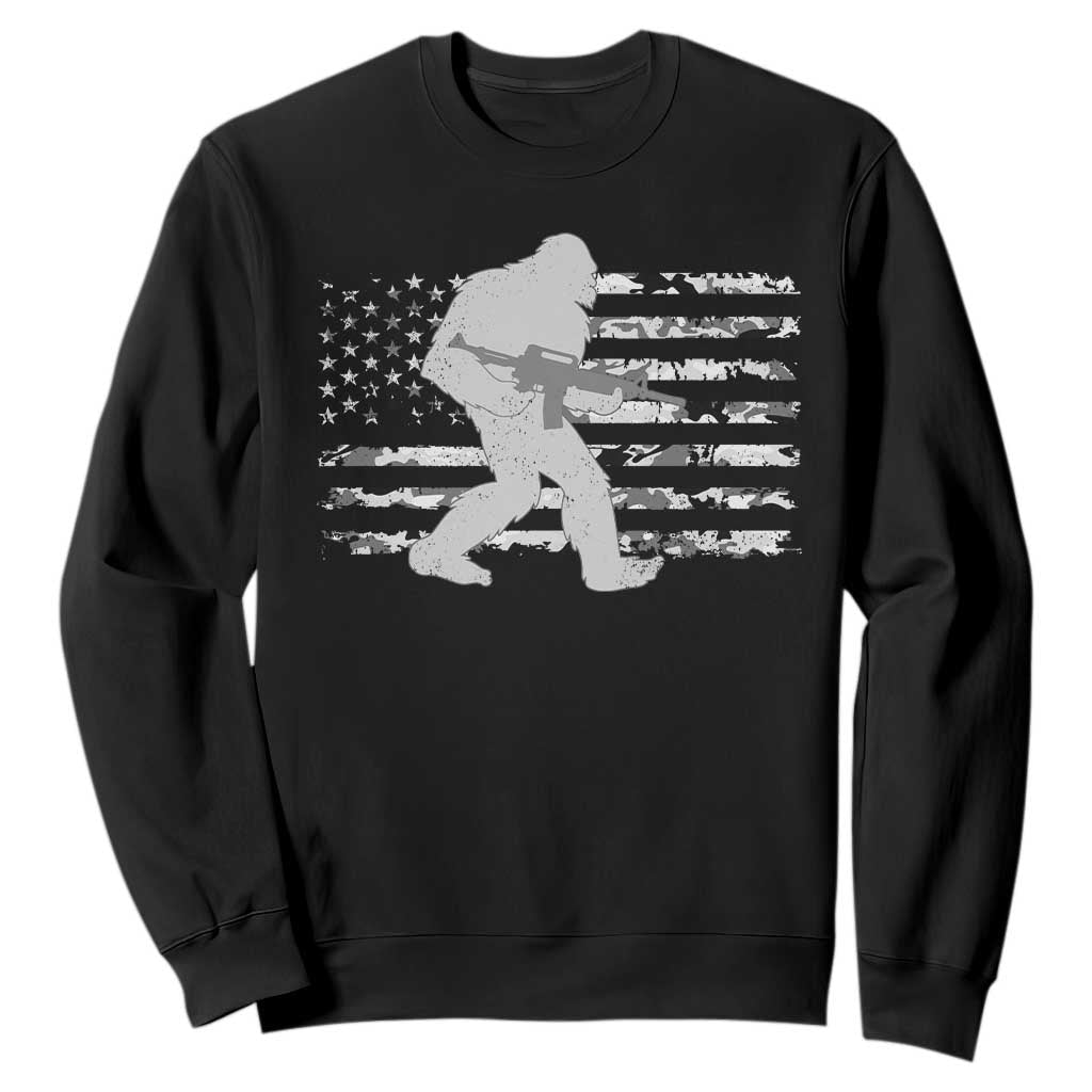 Bigfoot Gun Owner Sweatshirt Camo US American Flag Sasquatch Rifle TS10 Black Print Your Wear