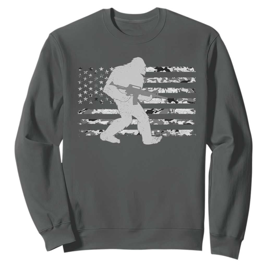 Bigfoot Gun Owner Sweatshirt Camo US American Flag Sasquatch Rifle TS10 Dark Heather Print Your Wear