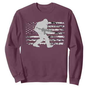 Bigfoot Gun Owner Sweatshirt Camo US American Flag Sasquatch Rifle TS10 Maroon Print Your Wear