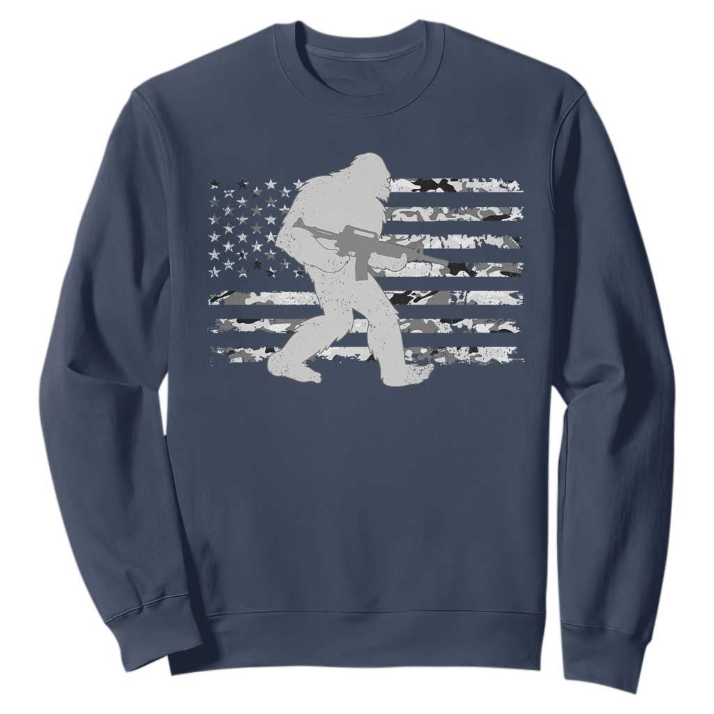 Bigfoot Gun Owner Sweatshirt Camo US American Flag Sasquatch Rifle TS10 Navy Print Your Wear