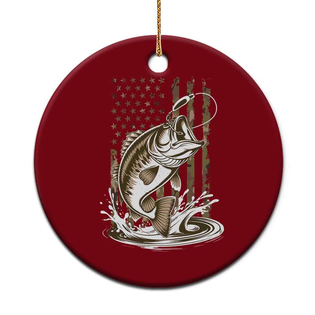 Fishing Camo Ceramic Ornament Bass Fish American Flag Boy Men Fisherman Gift TS10 1pc Red Print Your Wear