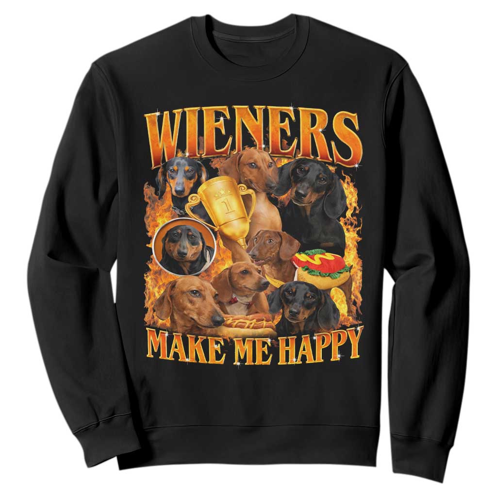 Funny Wiener Dog Sweatshirt Vintage Bootleg Gift For Dachshund Lover TS10 Black Print Your Wear