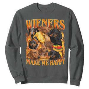 Funny Wiener Dog Sweatshirt Vintage Bootleg Gift For Dachshund Lover TS10 Dark Heather Print Your Wear