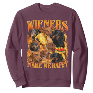 Funny Wiener Dog Sweatshirt Vintage Bootleg Gift For Dachshund Lover TS10 Maroon Print Your Wear