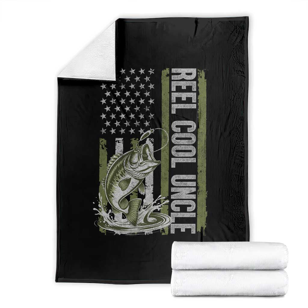 Uncle Fishing Throw Blanket Reel Cool Uncle Fisherman US Flag TS10 Black Print Your Wear