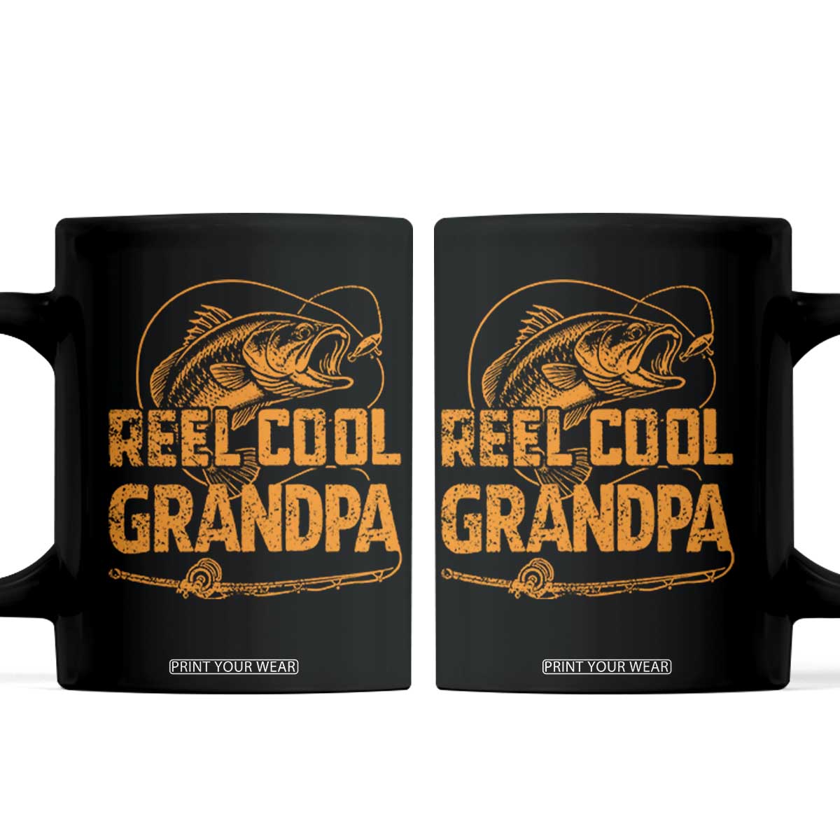 Reel Cool Grandpa Coffee Mug Funny Fishing Fisherman Fathers Day TS10 Black Print Your Wear
