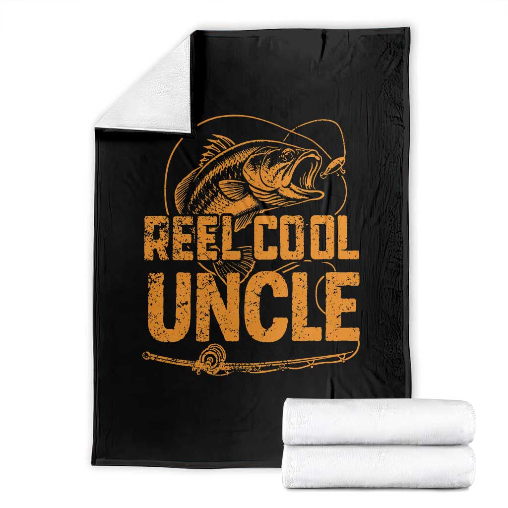 Reel Cool Uncle Throw Blanket Funny Fishing Fisherman Fathers Day TS10 Black Print Your Wear