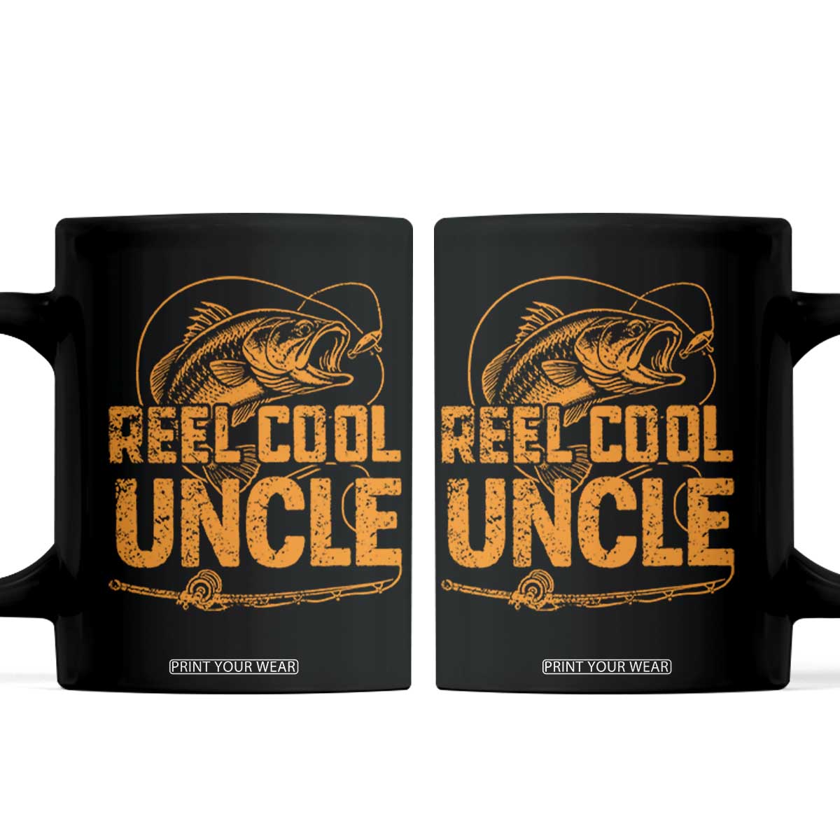 Reel Cool Uncle Coffee Mug Funny Fishing Fisherman Fathers Day TS10 Black Print Your Wear