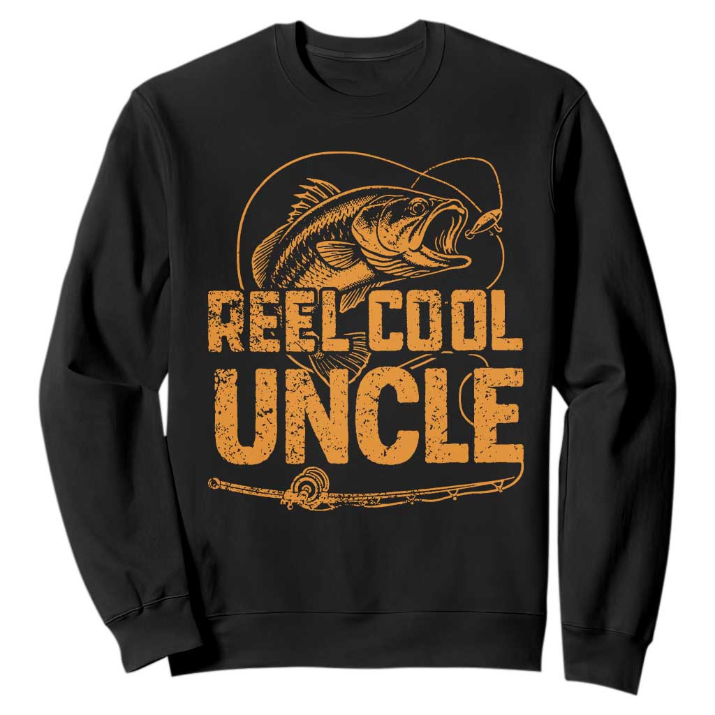 Reel Cool Uncle Sweatshirt Funny Fishing Fisherman Fathers Day TS10 Black Print Your Wear