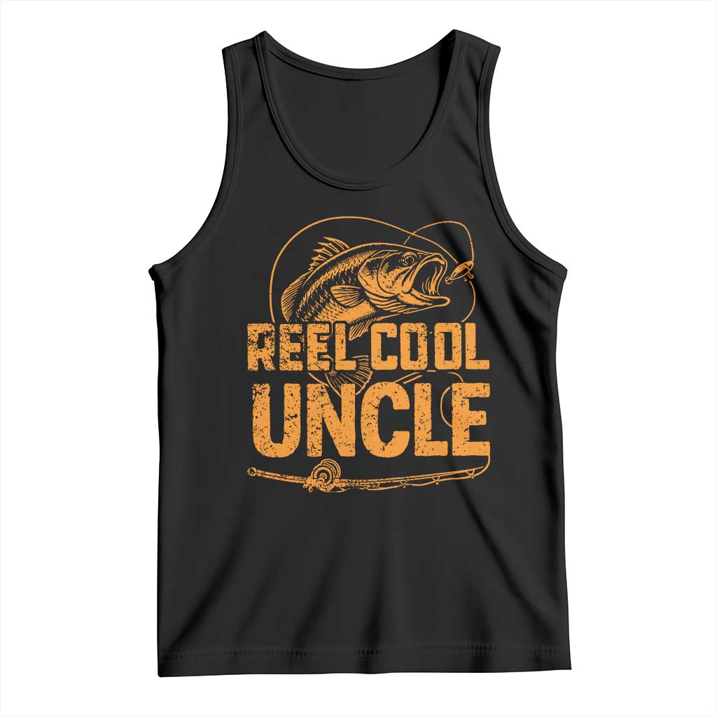Reel Cool Uncle Tank Top Funny Fishing Fisherman Fathers Day TS10 Black Print Your Wear
