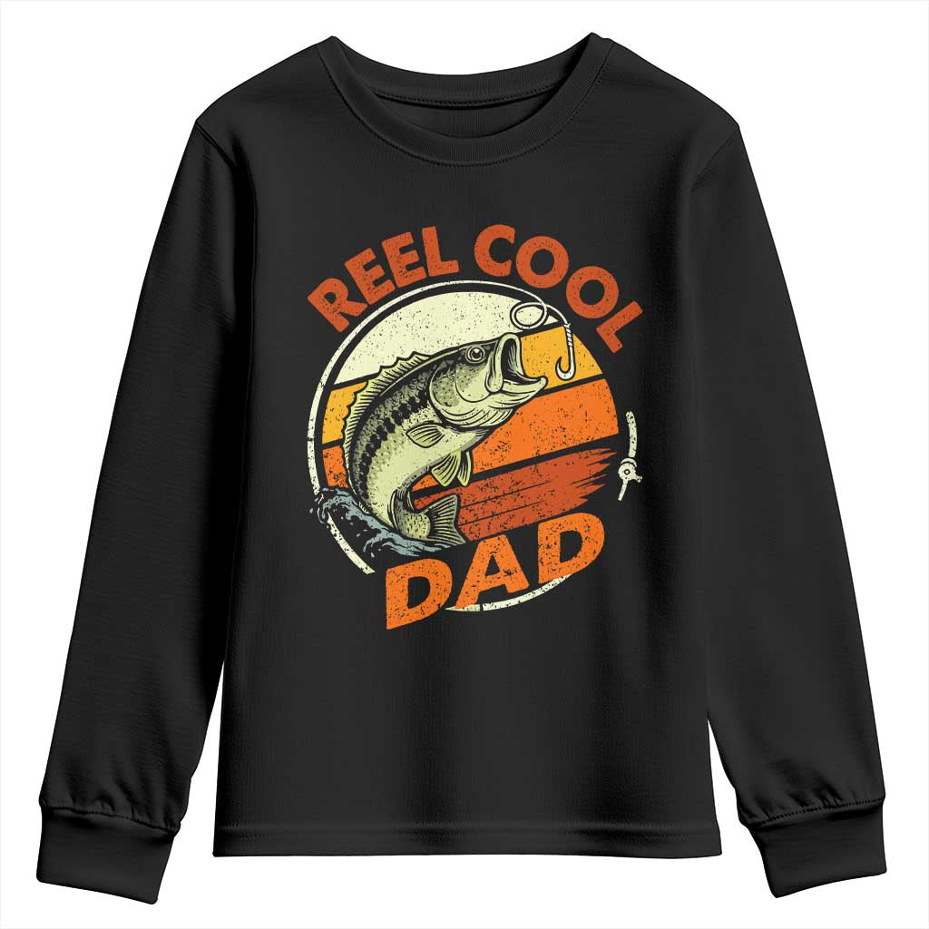 Reel Cool Dad Youth Sweatshirt Funny Fathers Day Fishing Lover Fisherman TS10 Black Print Your Wear