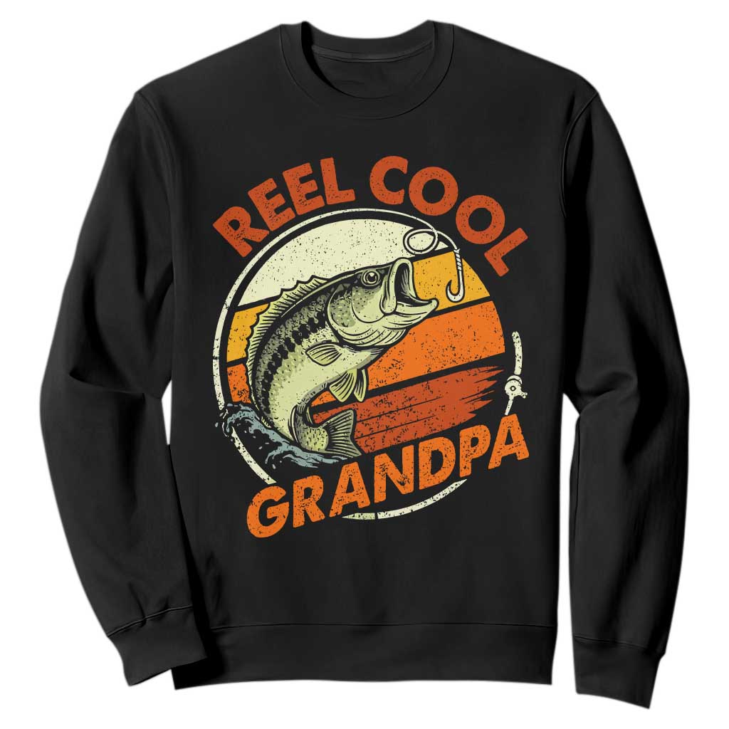 Reel Cool Grandpa Sweatshirt Funny Fathers Day Dada Fishing Lover Fisherman TS10 Black Print Your Wear