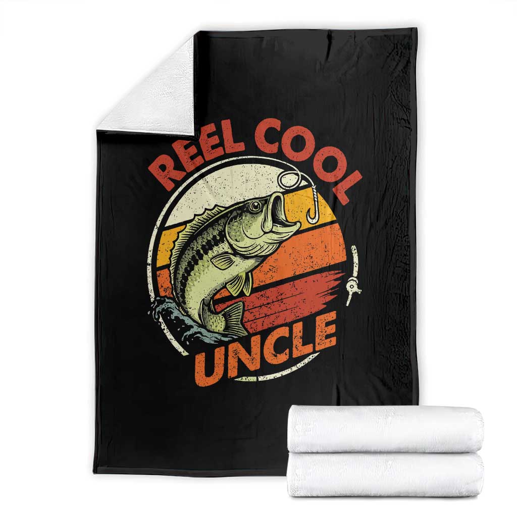 Uncle Fishing Throw Blanket Reel Cool Uncle Funny Fathers Day Fisherman TS10 Black Print Your Wear