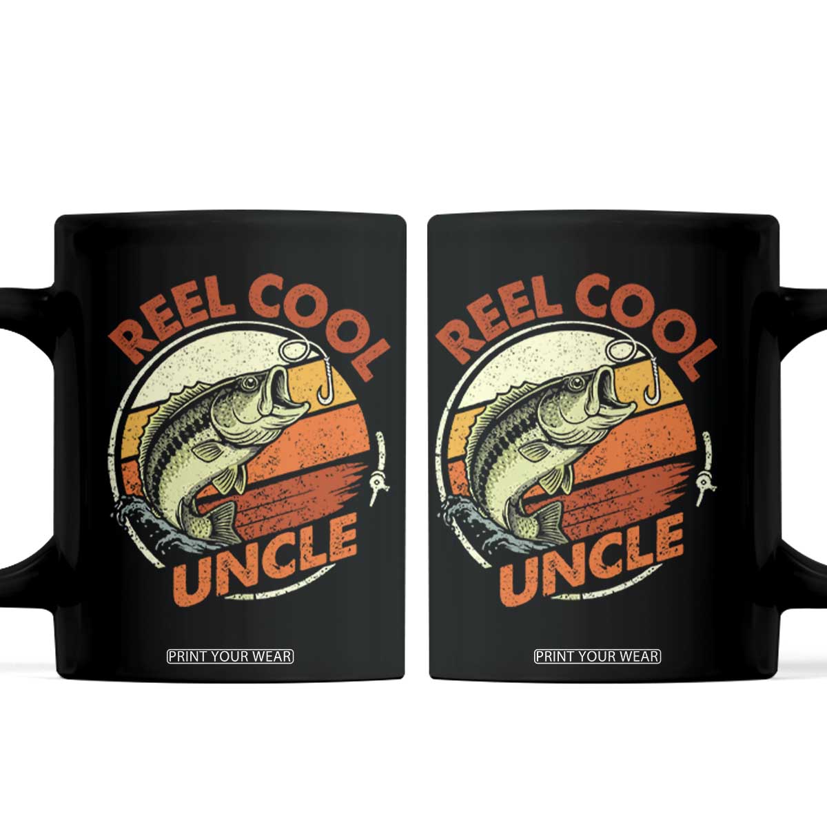 Uncle Fishing Coffee Mug Reel Cool Uncle Funny Fathers Day Fisherman TS10 Black Print Your Wear