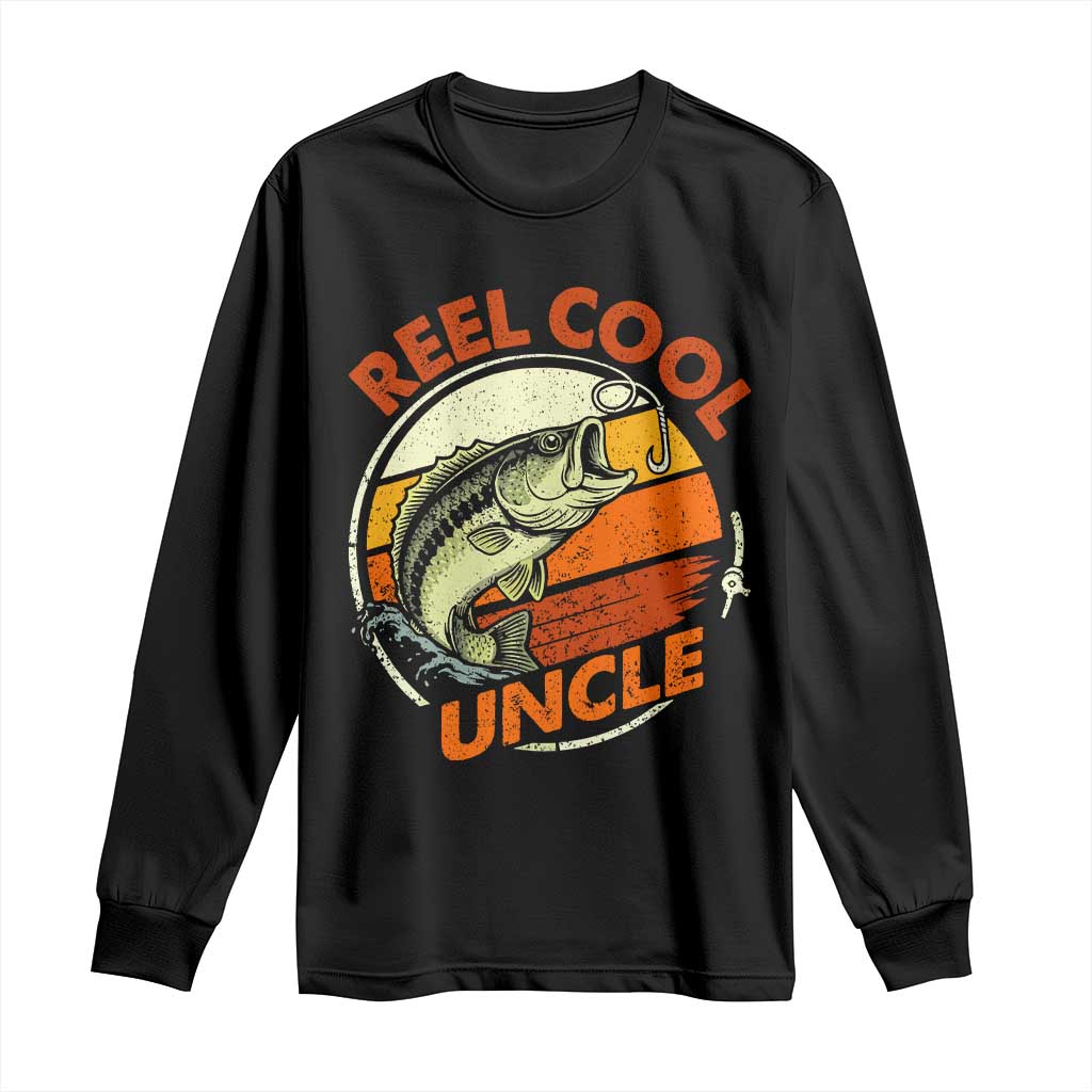 Uncle Fishing Long Sleeve Shirt Reel Cool Uncle Funny Fathers Day Fisherman TS10 Black Print Your Wear